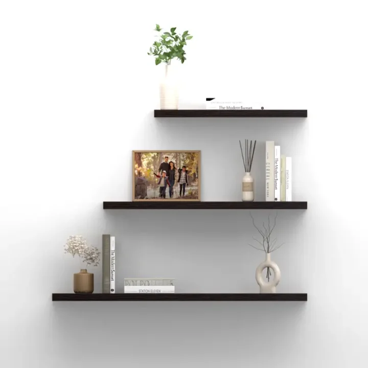 repisas flotantes Slim 345 wengue de 30x15 40x15 50x15 vista frontal