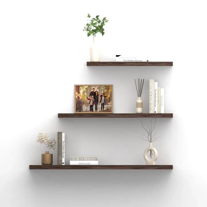 repisas flotantes Slim 345 coñac de 30x15 40x15 50x15 vista frontal